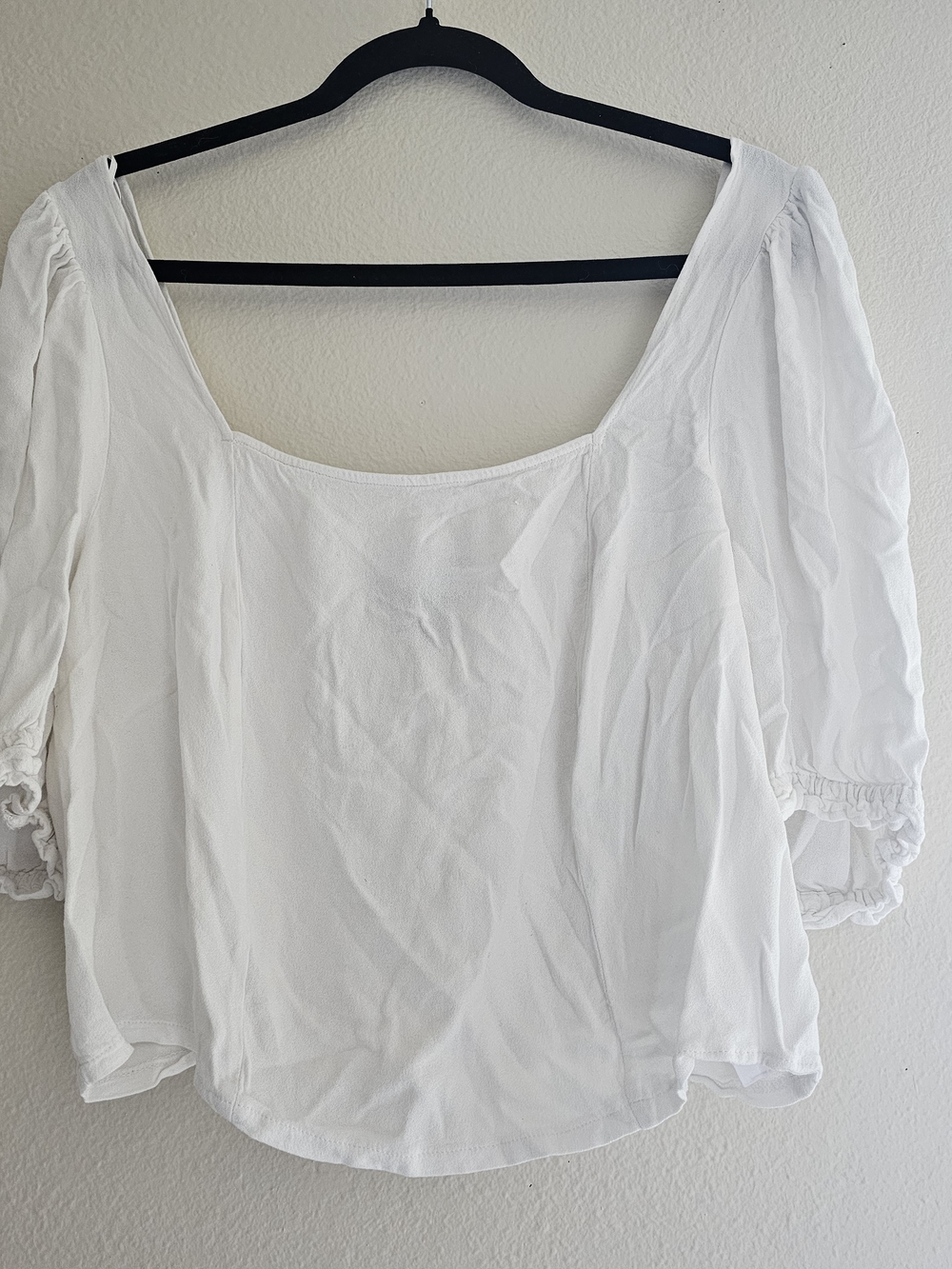 Eloquii White Square-Neck Peasant Blouse